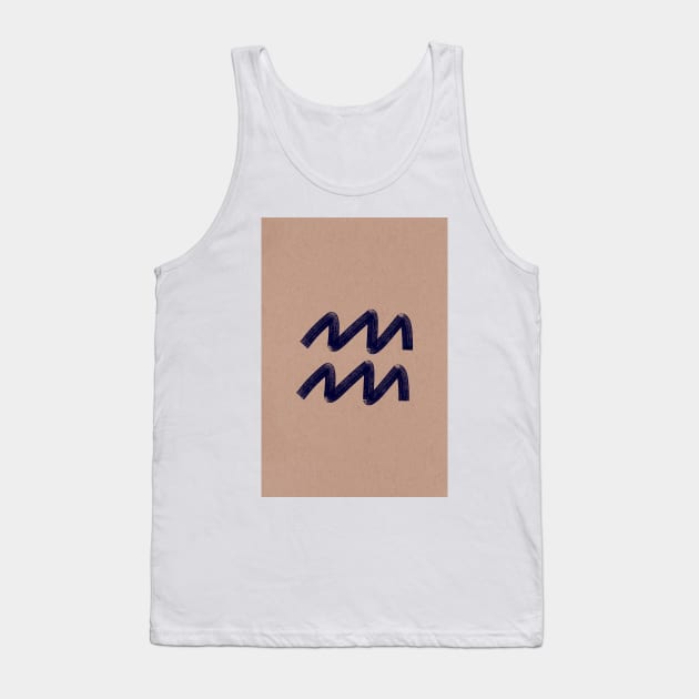 Blue Aquarius on tan paper Tank Top by JJLosh